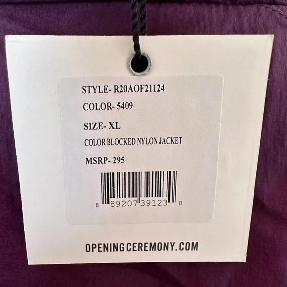 NWT Opening Ceremony Color Blocked Nylon Jacket with Hidden Hood - Men's XL - Picture 5 of 11